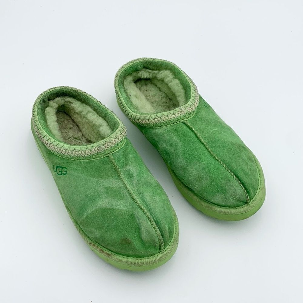UGG bright lime green slip on Tasman style shoes mens size 10